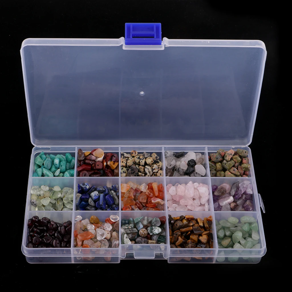 15 Colors Lots Mixed Gemstone Chips Beads For Jewelry Making Bracelet Crafts