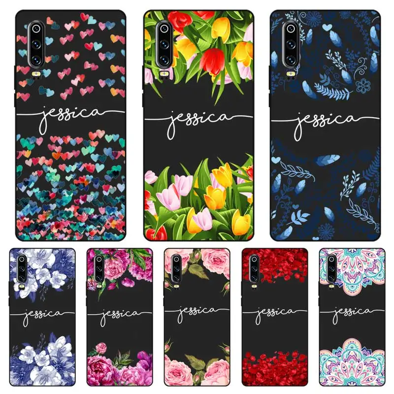 

Cool cat angel Custom Name DIY Black Soft TPU Silicone Case Cover For Huawei P8 P9 P10 P20 P30 Lite Pro P Smart Plus 2017 2019