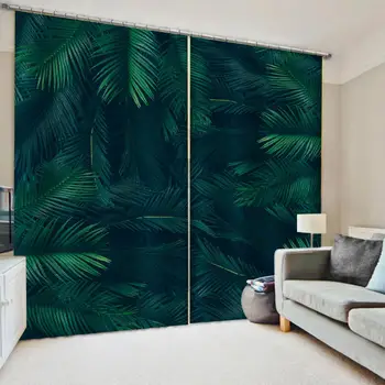 

Custom 3D Green Plant Windows Curtains Soft Thin for Living Room Bedroom Decorative Kitchen Curtains Drapes Treatments Dropship