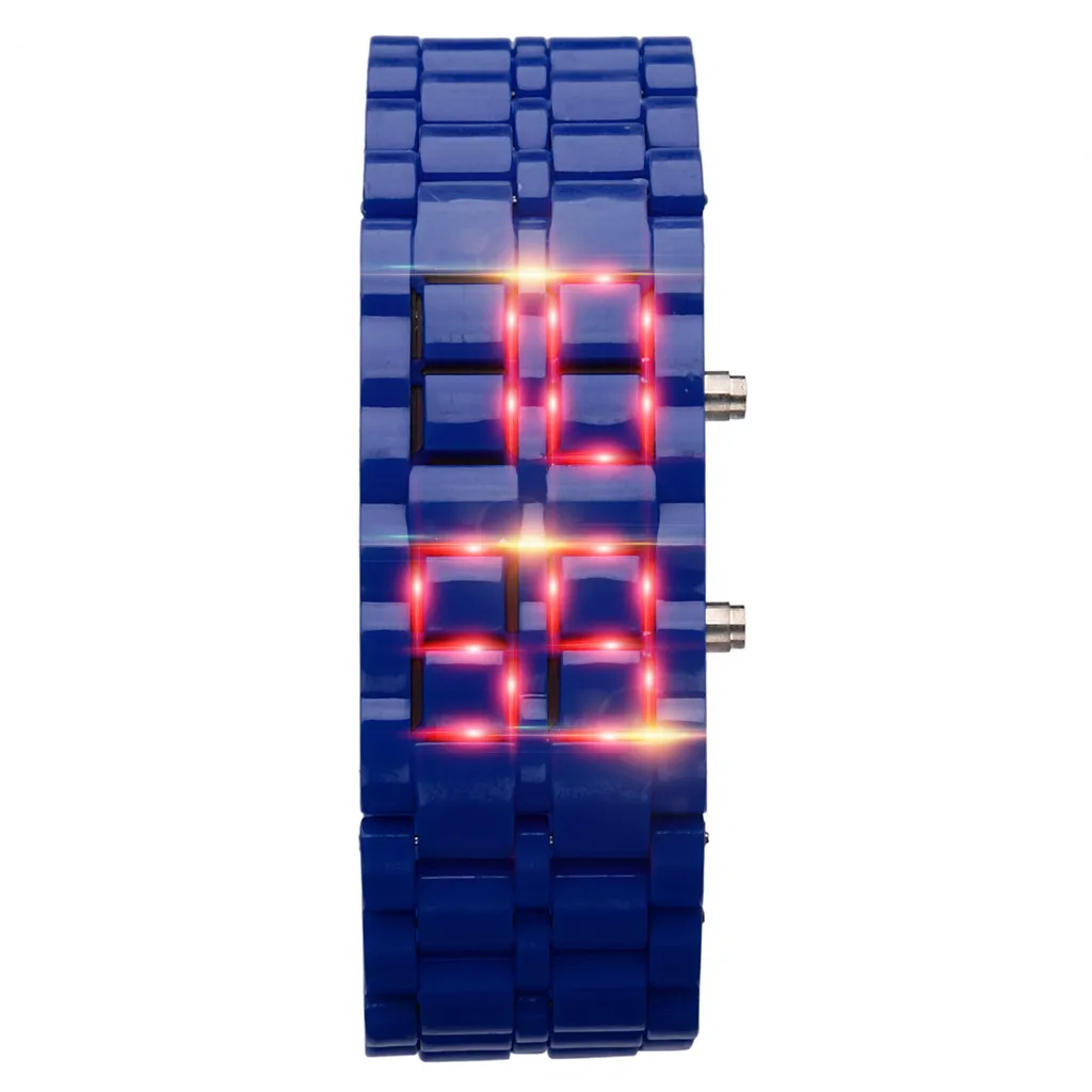 Новые железные Самурайские металлические часы браслет лавовые Часы светодиодный цифровые часы час водонепроницаемый ЖК цифровой секундомер - Цвет: J