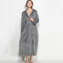 Зимний серый длинный коралловый флисовый Халат теплый домашний халат ночной меховой халат подружки невесты женский халат большого размера