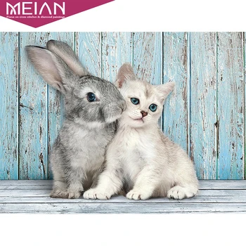 

new arrival Full Round Drill 5D DIY Diamond Painting "Cat & Rabbit" Rhinestone Embroidery Cross Stitch 5D Home Decor art