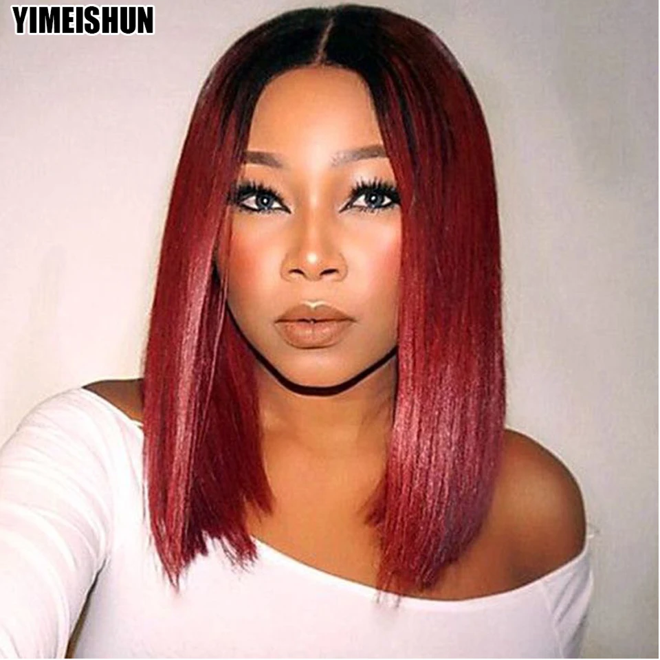 

Straight Wig Closure Remy 4x4 Closure Wig Straight 150 Density Brazilian Hair 1b 99j Ombre Human Hair Wig t Part Lace Wigs