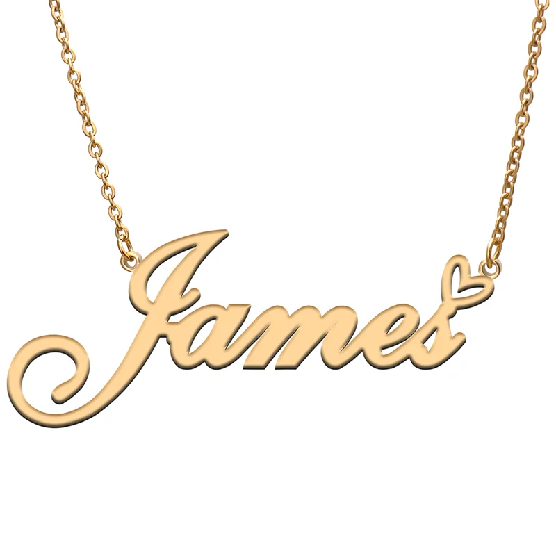 

James Name Tag Necklace Personalized Pendant Jewelry Gifts for Mom Daughter Girl Friend Birthday Christmas Party Present