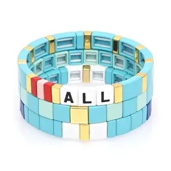 

Shinus Bohemian Bracelets Enamel Tile Bracelet For Women Pulseras Mujer 2020 Summer Armband Stackable Jewelry Factory Customize
