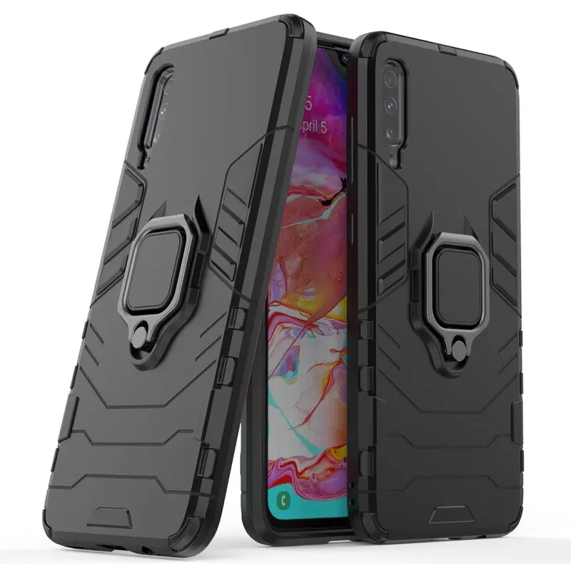 

For Samsung A70 Case Shockproof Armor Case For Samsung Galaxy A70 A705 A705FN Luxury Metal Ring Kickstand Phone Back Cover 6.7"