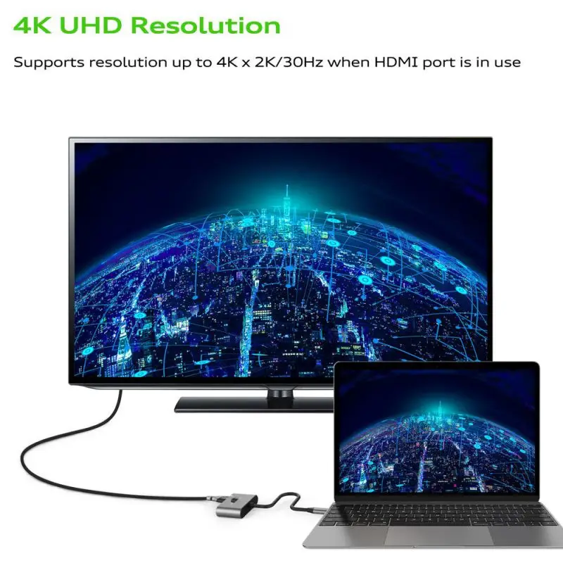 Алюминиевый сплав USB3.1 два в одном совместимый type-c адаптер HDMI VGA высокой четкости соединительный кабель EP чип 0
