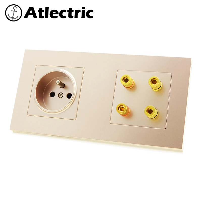 

Atlectric FR Standard Socket Music Sound Speaker Audio Jack Socket Double Power Electrical Outlet Plastic Panel