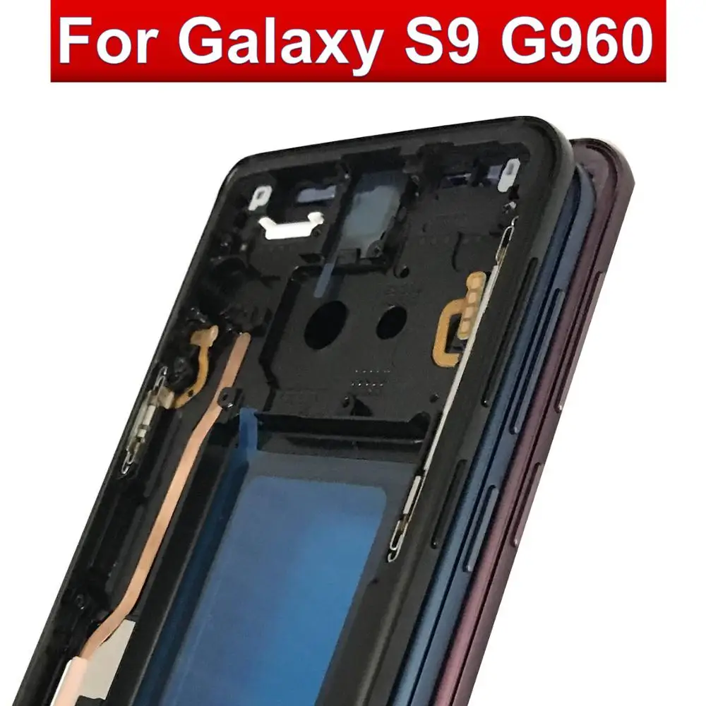 Для samsung Galaxy S9 G960U G960F G960FD G960 средняя рамка Корпус Шасси+ клей черный фиолетовый синий