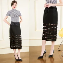 Юбки женские летние новые модные женские Леггинсы для йоги, черный, большой стрейч Miyake плиссированные, один шаг юбка женская