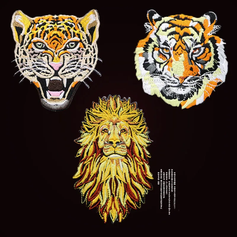 Tiger Iion Ricami Animali Toppe Di Ferro Per Abbigliamento Toppe Vestiti Parches Ropa Termoadesivi Distintivi Zaino Decorazione Sweing