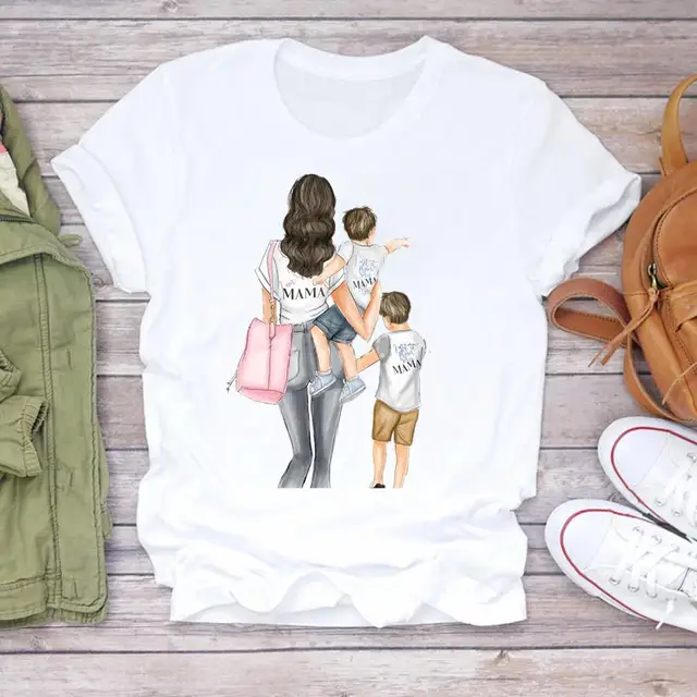 Women Cartoon Super Mom Life Momlife Mama Mother Summer Print Lady T-shirts Top T Shirt Ladies Womens Graphic Female Tee T-Shirt CZ24133