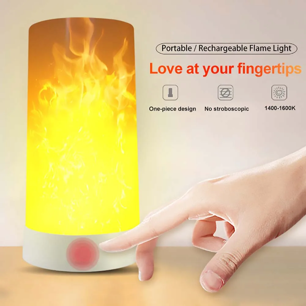 LED Flame Effect Lamp USB Portable Remote Control Night Light Emulation Fire Flickering Lamp Atmosphere Decoration Night Lights 12