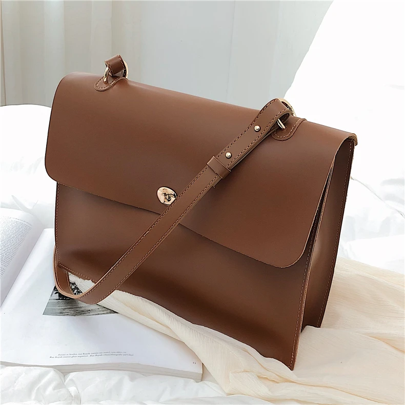 Burminsa, винтажный большой женский портфель, большая вместительность, для офиса, А4, портфель, мягкий, из искусственной кожи, женские сумки через плечо