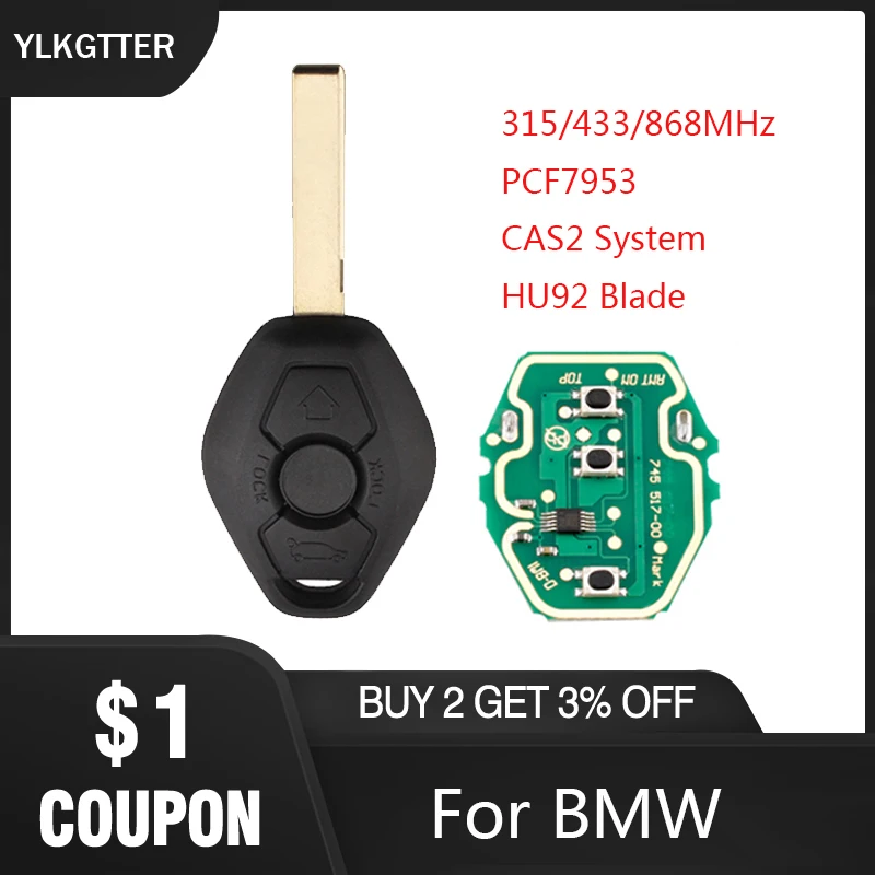 YLKUTTER автомобиль дистанционного ключа для BMW X3 X5 Z3 Z4 Z8 3/5/6/7 серии CAS2 Системы 315 МГц/433