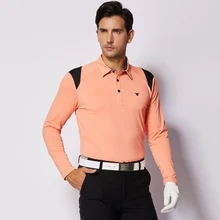 New autumn Golf shirt men long sleeve jersey for outdoor sports comfortable spring shirts wear 4 colors Grey Green Orange White