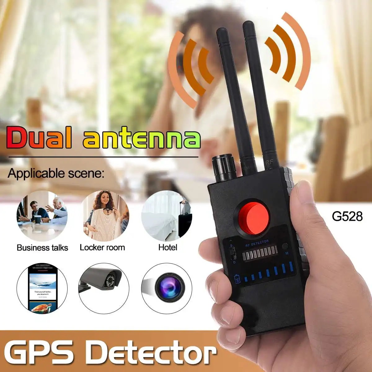 G528 Multi-function Dual antenna Anti-spy Detector Camera GSM Audio Bug Finder GPS Signal Lens RF Tracker-Detect Wireless