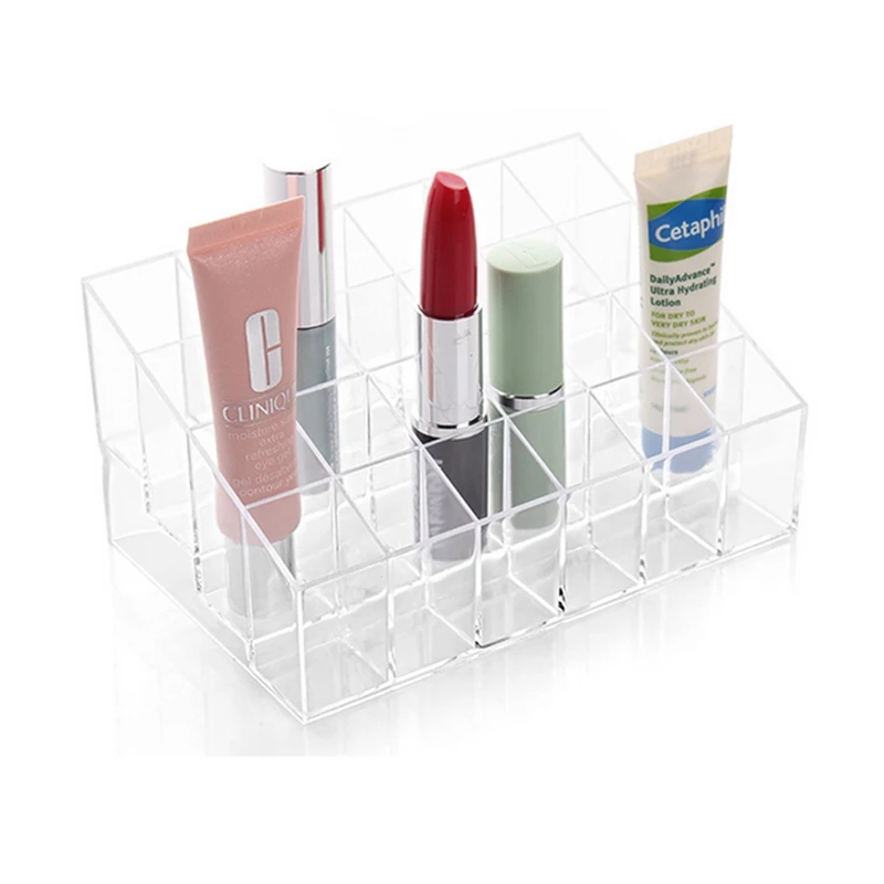 24 Grid Acrylic Makeup Brush Holder Makeup Organizer Storage Box Case Lipstick Jewelry Holder Cosmetic Display Stand Tool