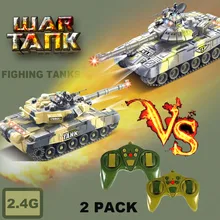 2 PACK RC tanks 2.4G walczące czołgi bojowe ze wskaźnikami życia LED realistyczne dźwięki pilot zabawki chłopięce dla dzieci dzieci