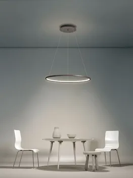 

Modern Led minimalist chandelier restaurant lamp Nordic designer single head round white / black / brown living room chandeliers