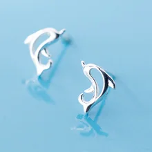 Мода 925 стерлингового серебра Дельфин милые серьги простые темпераментные женские очаровательные серьги для девушек ювелирные изделия
