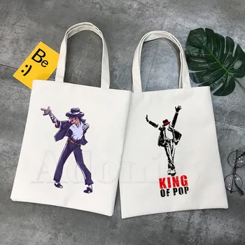 

Retro Antiwar Michael Jackson MJ OLODUM Print Reusable Bag Women Canvas Tote Bags Printing Eco Bag Cartoon Shopper Shoulder Bags