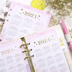 Papel de índice para planificador de calendario, separadores de cuaderno de hojas sueltas de 6 agujeros, Páginas separadoras A5/A6, artesanías de papel para álbum de recortes, 2021 y 2022