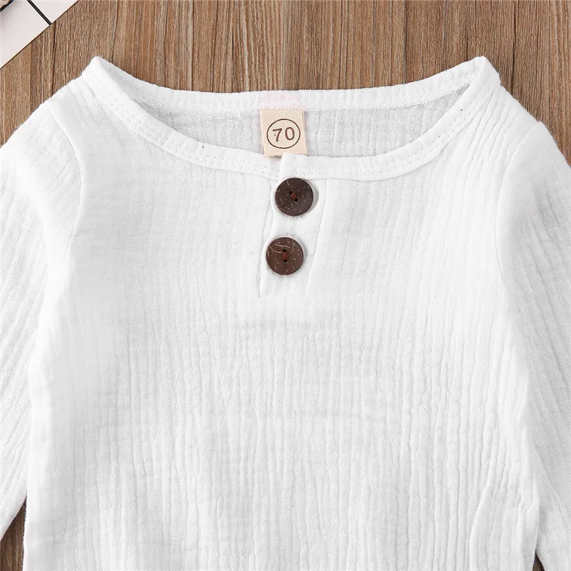 0-24M Newborn Baby Clothes Long Sleeve Baby Girls Rompers Solid White Black One Piece Jumpsuits For Newborns Baby Boys Rompers