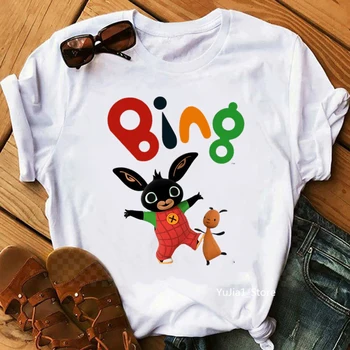 

new summer style Movie Bing Rabbits animal print t shirt graphic tees women funny tshirt femme korean clothes t-shirt streetwear