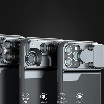 

For iphone 11 lenses 5in1 Phone Lenses 2X telephoto Lens Fisheye 10X 20X Macro Lens Phone Case For iPhone 11 Pro Max smartphone
