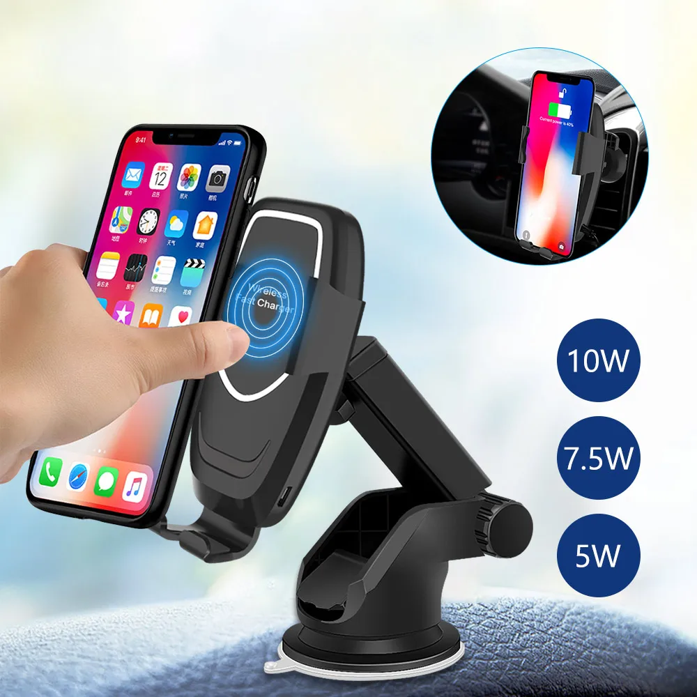 

AOSHIKE Wireless Car Charger Auto-Clamping Suction Cup Base Air Outlet Bracket For Phone Wireless Infrared Sensor Phone Holder