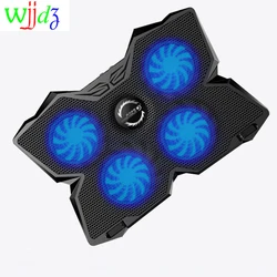 Almohadilla de refrigeración para portátil, enfriador LED para Notebook, soporte de refrigeración con 4 ventiladores y puertos USB para portátil de 12 17 pulgadas