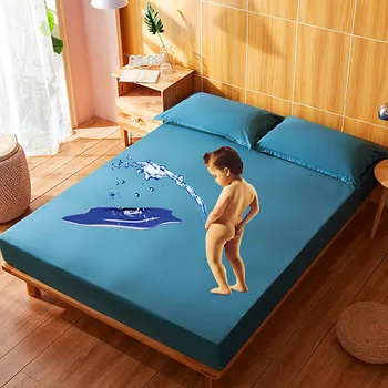 

Solid Waterproof Mattress Protector with Elastic Band Sanding Breathable Bed Mattress Cover Anti-mite Washable