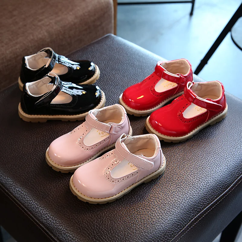 

New Autumn fashion baby soft bottom Patent Leather shoes kids children princess British Retro shoes Boys Girls Shoes
