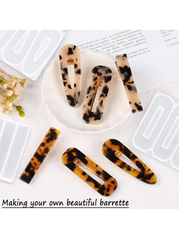34PCS DIY Silicone Resin Molds for Hair Pin Clip Making, Including 4 Pack Hair Barrette Epoxy Resin Casting Molds, 30 PCS Gold H 34PCS DIY Silicone Resin Molds for Hair Pin Clip Making, Including 4 Pack Hair Barrette Epoxy Resin Casting Molds, 30 PCS Gold H