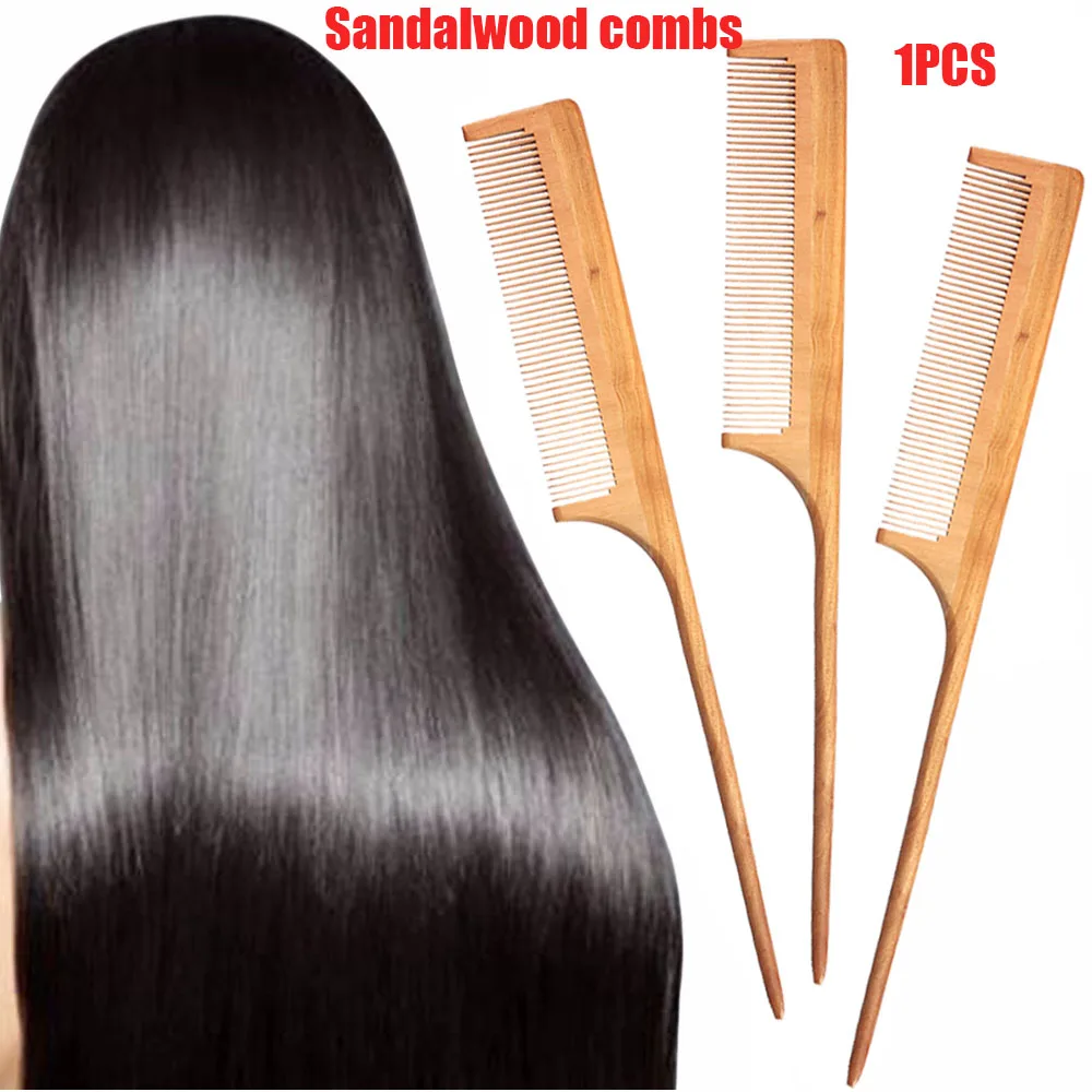 

Anti-Static Natural Sandalwood Combs Portable Hair Salon Wood Comb Rat Tail Brush Hairdressing Styling Tool Hair Care Hair Comb