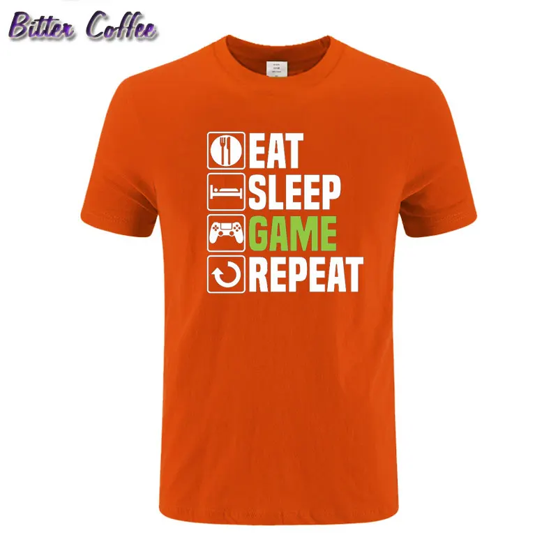 Eat Sleep игровая футболка Веселая геймерская Рождественская подарок на день рождения повседневные футболки с принтом