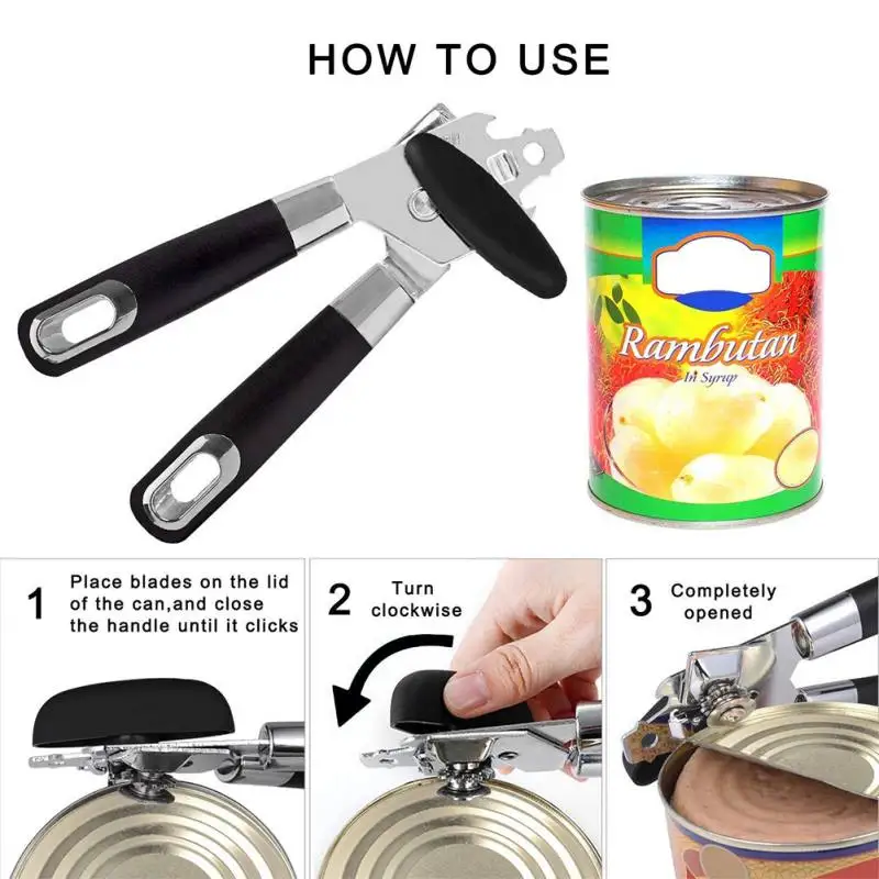 Stainless steel multi function can opener canned knife strong can with bottle opener Soft