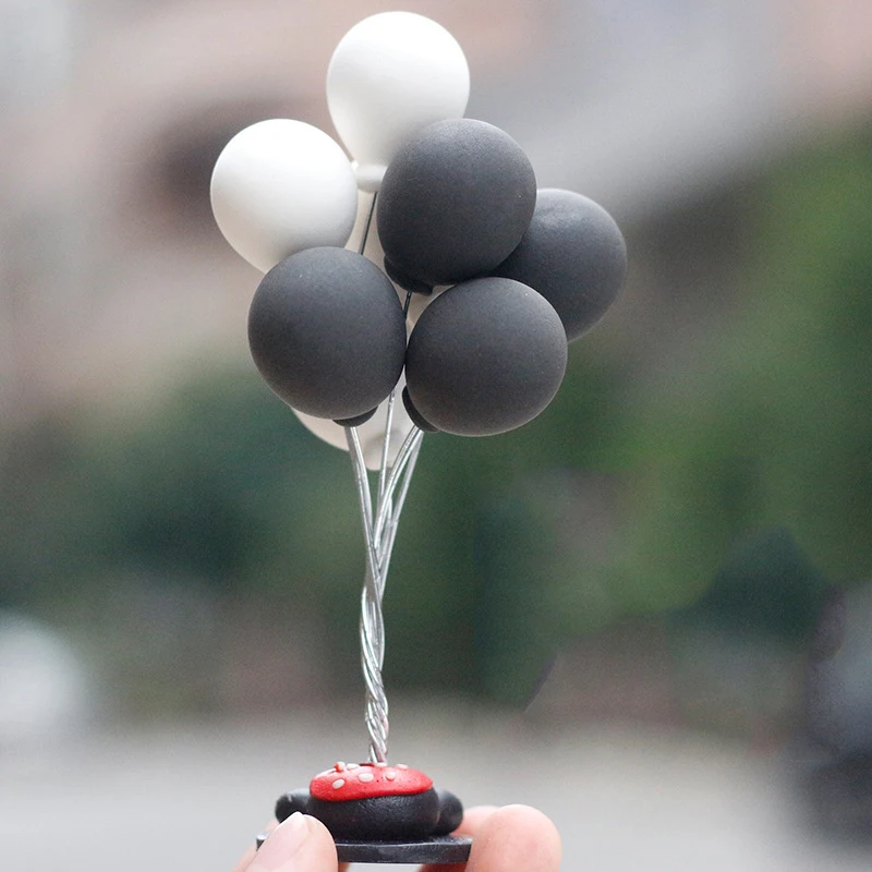 Cartoon color soft clay advertising balloon decoration car accessories to for girls Car decoration instrument auto accessories - Название цвета: black-white  balloon
