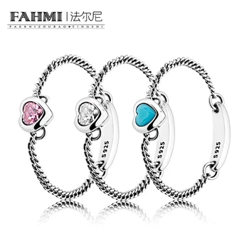 

FAHMI 100% 925 Sterling Silver 1:1 Charm Ring SPIRITED HEART BLUE SPIRITED HEART PINK SPIRITED HEART