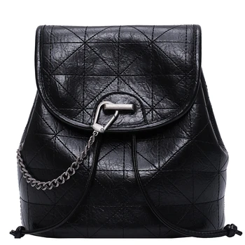 

Women's Bag New Black backpacks Flip Soft Shoulder Bag for women Large Capacity Chain Bag Fashion Lingge Leather Backpack Women