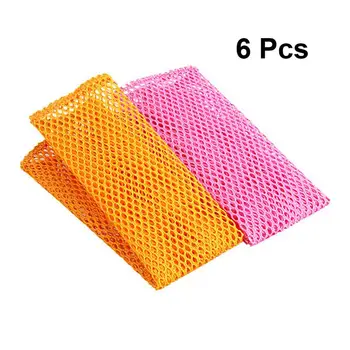 

6PCS Mesh Non-stick Oil Dish Cloth Cleaning Cloth Rapid Dry Scourer Mesh Washing Cloths Kitchen Cleaning Cloths (Mixed Color)