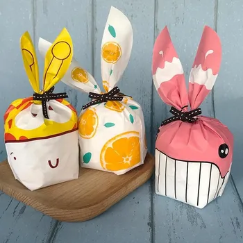 

50pcs Bunny Cookie Biscuit Packaging Supplies Small Snack Bag Cute Rabbit Long Ear Candy Bags Wedding Party Favor Gift Bags