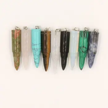 

Wholesale 12 pcs Onyx Quartz Women‘s Necklace Pendant Natural Stone Crystal Moonstone Cone Bullet Necklaces Jewelry DIY Making
