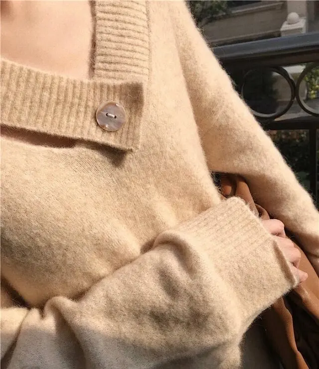 Green/Apricot/Gray Winter Newest Mohair Knitted V Neck Jumper Top- Newest Knitted Sweater Pullover Top