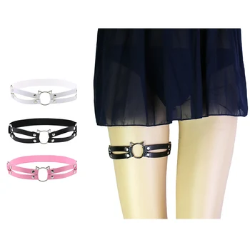 

Women Gothic PU Leather Elastic Garter Belt Thigh Ring Rock Punk Strap Band