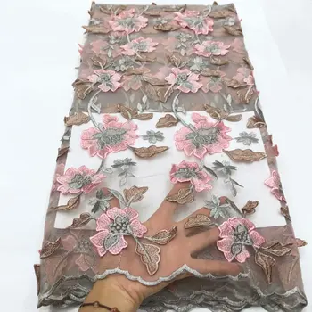 

New Nigerian Lace Fabrics High Quality Light Pink Gold Lace Fabric Embroidered Wedding Lace Fabric African Lace Fabric 5 yards