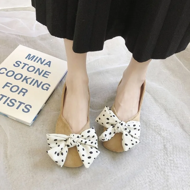 

2020 New Slip-on Loafers Butterfly-knot Version Of Suede Soft Casual Peas Shoes Lady Footwear Female Single Shoe Flats J14-59