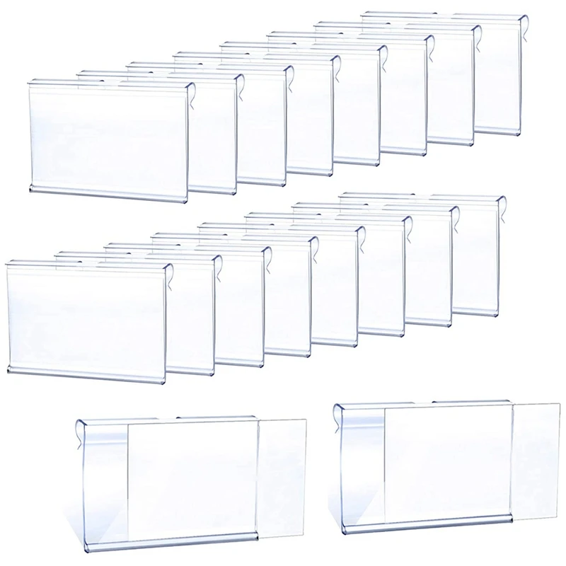 50Pcs Clear Plastic Label Holder Price Tag Shelf Clip Removable for Storage Bins Basket Labels | Дом и сад