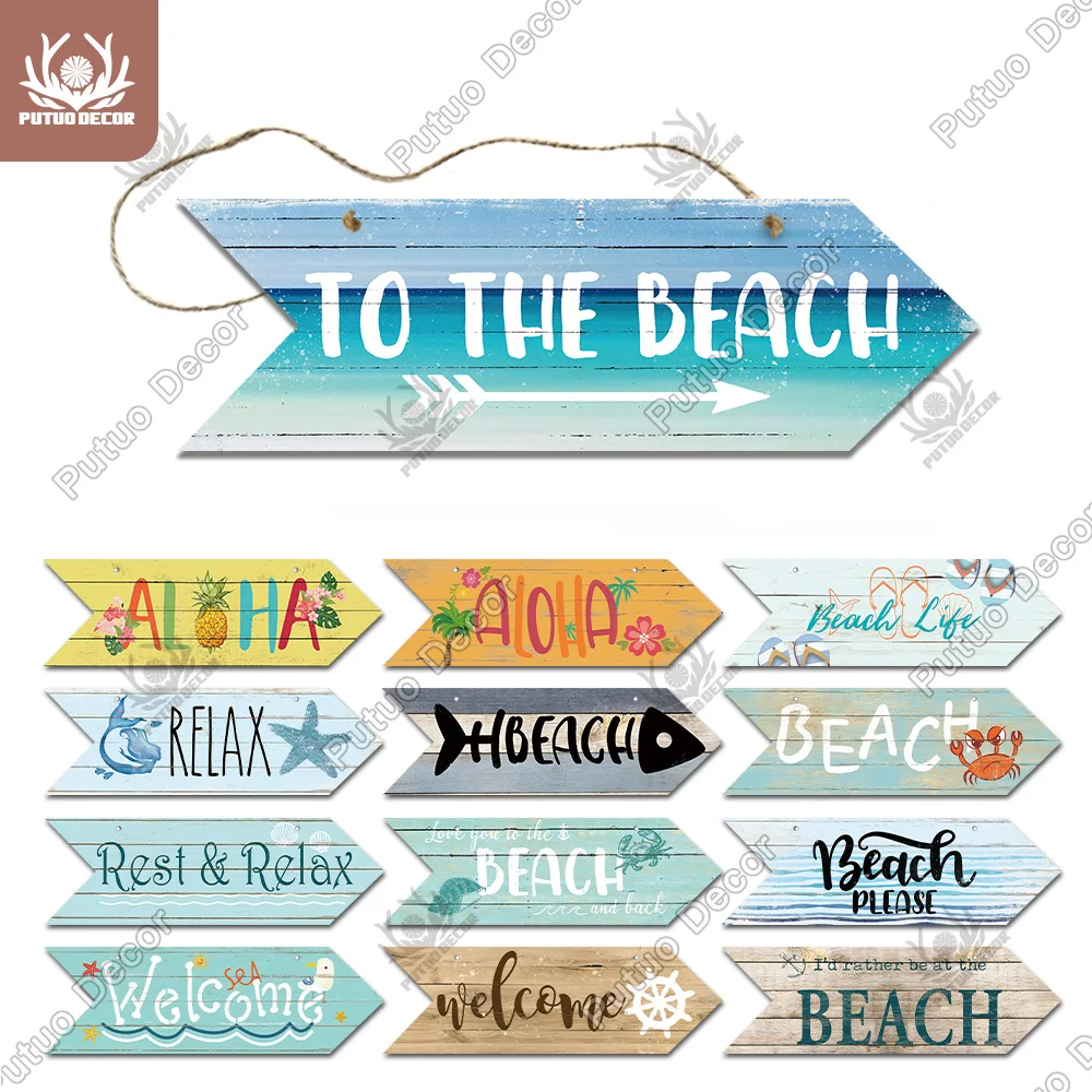 Sign Road-Guide Hanging Wall-Decoration Putuo-Decor Wooden Beach-Arrow Deocr Wall-Plaque